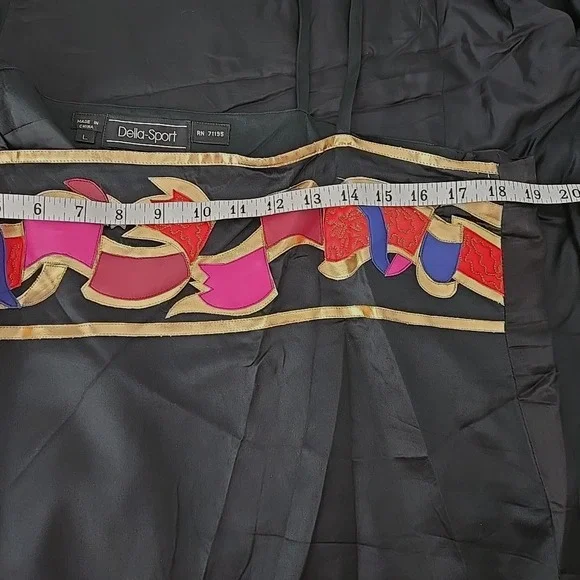 80s Silk Kimono Jacket & Top L Geisha Art To Wear 2pc RARE Colorful Della-Sport - Picture 12 of 12